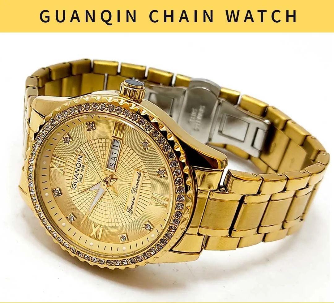 Waterproof Gold Men's Watch Classic Stainless Steel Quartz Analog Business Gift