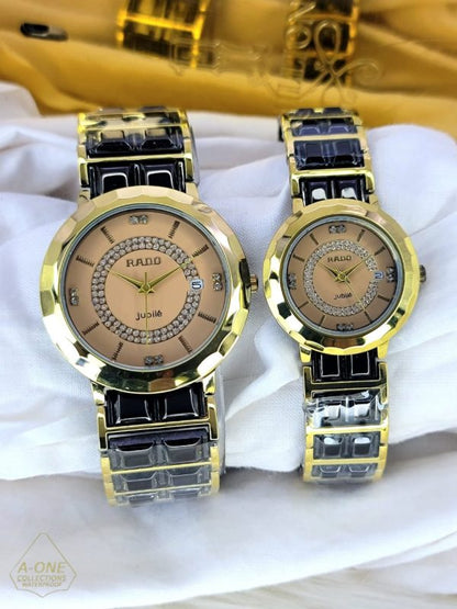 Two Tone Rado Jubile Couple Watch Date Just Steel Chain