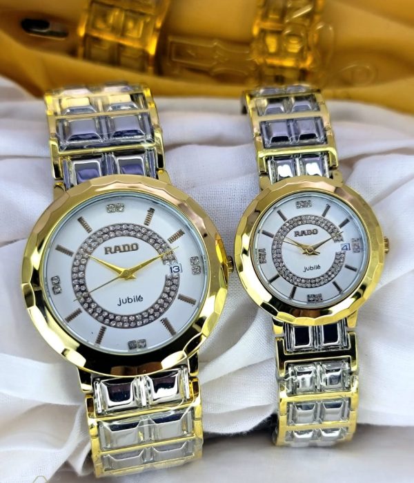 Two Tone Rado Jubile Couple Watch Date Just Steel Chain