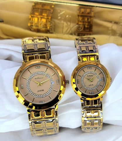 Two Tone Rado Jubile Couple Watch Date Just Steel Chain