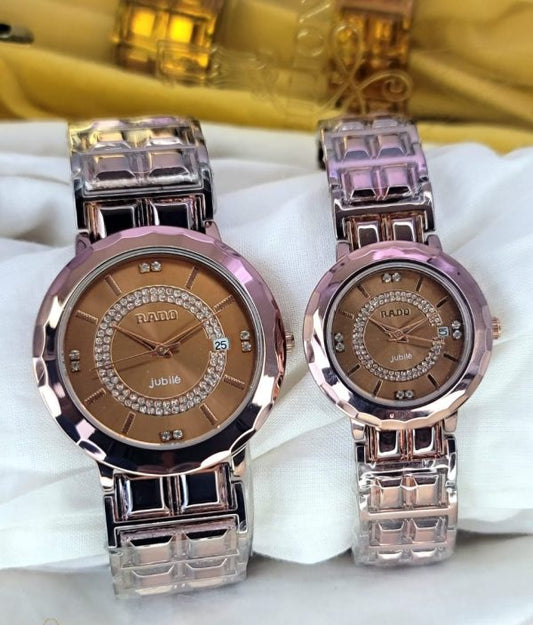 Two Tone Rado Jubile Couple Watch Date Just Steel Chain