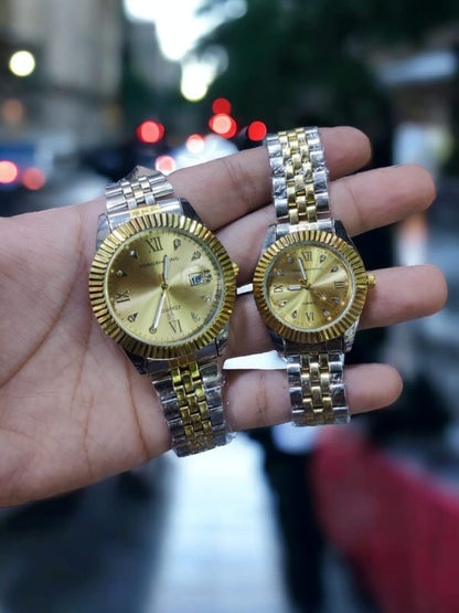 ROLEX Chain Pair Date Wrist Watch