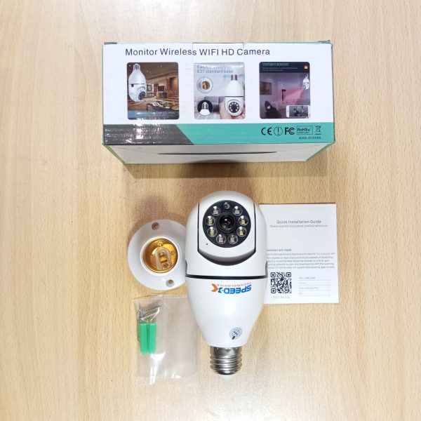 Speed-x Bulb Camera 1080p Wifi 360 Degree Panoramic Night Vision Two-way Audio Motion Detectionnew Speed-x Bulb Camera 1080p Wifi 360 Degree Panoramic Night Vision Two-way Audio Motion Detection