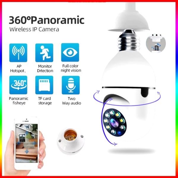 Speed-x Bulb Camera 1080p Wifi 360 Degree Panoramic Night Vision Two-way Audio Motion Detectionnew Speed-x Bulb Camera 1080p Wifi 360 Degree Panoramic Night Vision Two-way Audio Motion Detection