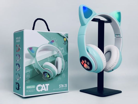 Stn-28 Cute Cat Wireless Bluetooth Headphone Led Light