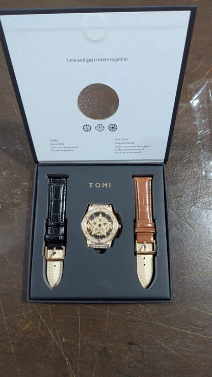 Tomi Face Gear Dual Strap Luxury Watch